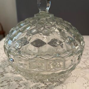 Vintage Fostoria Style Candy Dish with Lid. Makes a Perfect Fairy Lamp